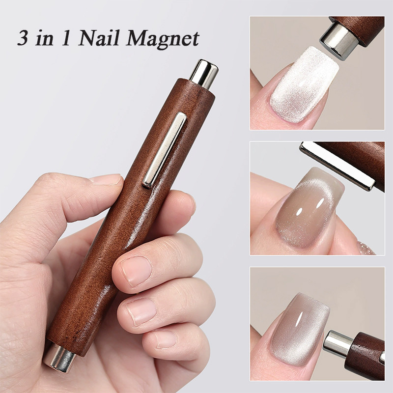 3 IN 1 แมวตา Strong เล็บแม่เหล็ก Stick Multi-function เล็บเครื่องมือ UV LED เจลโปแลนด์ 3D Magic Effect เล็บ