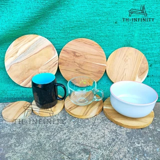 🔥ส่งฟรี🔥 (พร้อมส่ง)ไม้สักแผ่นกลม แผ่นไม้สักรูปวงกลม ขนาด 4/5/6/7/8/9/10 นิ้ว ขัดเรียบร้อย