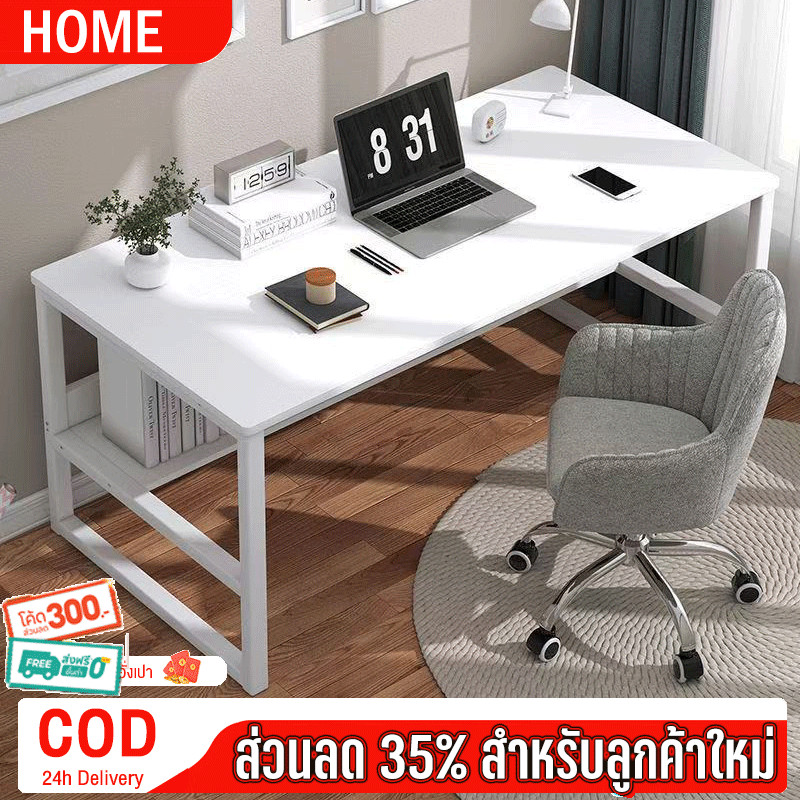 โต๊ะทำงาน ขาเหล็กหนา 120/100/80CM โต๊ะคอม 2ชั้น Computer Desk การออกแบบที่เรียบง่าย ประหยัดพื้นที่