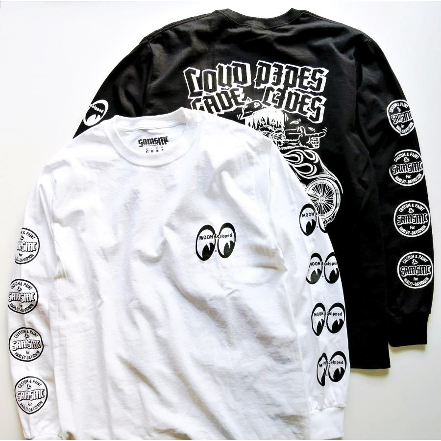 สต็อกพร้อม 100% MOONEYES Co-Branded SAMSMC Skateboard Street ภาพประกอบญี่ปุ่นแขนยาว T