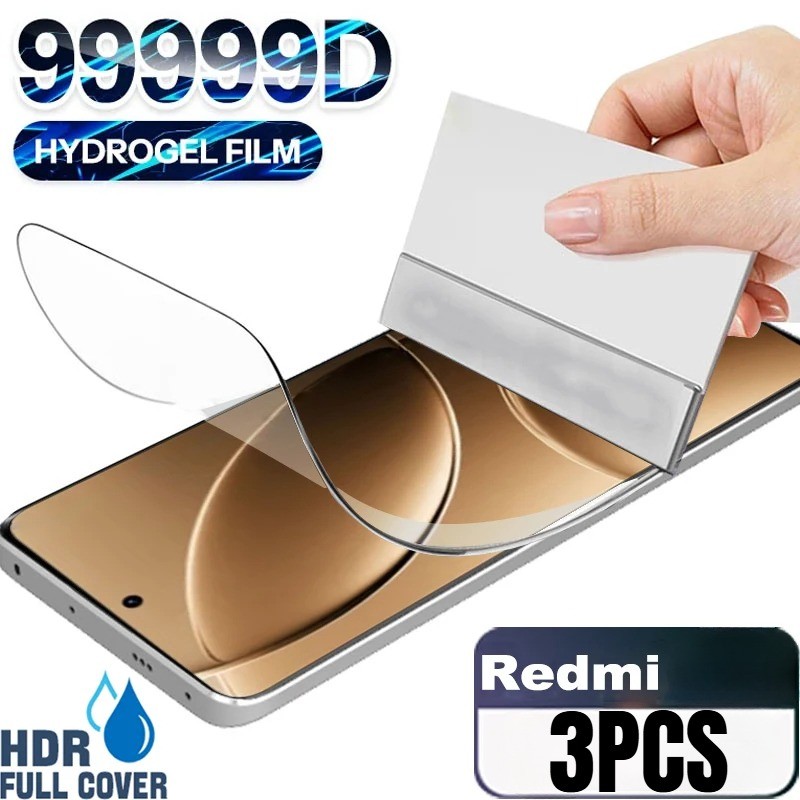 ‌3pcs HD Clear Bubble ฟรี Hydrogel สําหรับ Redmi 14R 14C 13R 13C 13 12C 12 11A 11 Prime 5G 4G Anti S