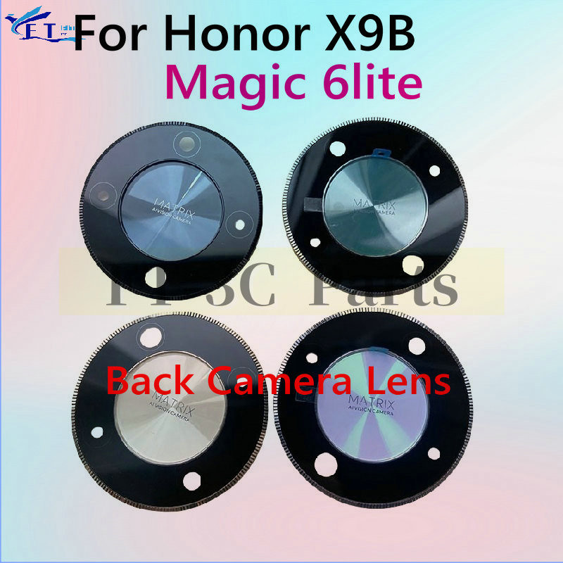 เลนส์กล้องด้านหลังสําหรับ Huawei Honor X9B 5G/Honor Magic6 Lite กระจกกล้องด้านหลังพร้อมกรอบฝาครอบผู้ถือกาวสติกเกอร์กาวเปลี่ยนชิ้นส่วน