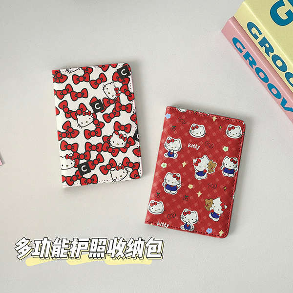 พาสปอร์ต พาสปอร์ตเคส Sanrio Hello Kitty Passport Holder Document Bag Protective Case Multi-Function Card Holder Traveling Abroad Portable Storage