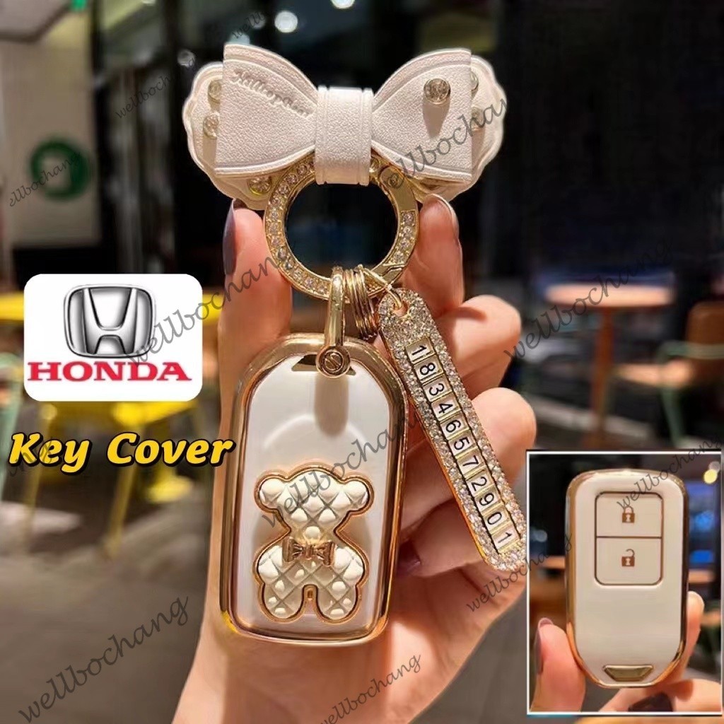 พร้อมส่ง สติ๊กเกอร์ TPU ลายหมี สําหรับกุญแจรถ HONDA CIVIC CITY ACCORD URV CRV HRV