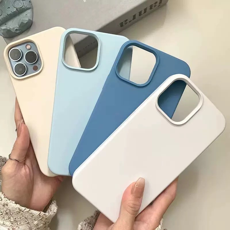 เคสโทรศัพท์มือถือ ซิลิโคนนิ่ม ป้องกันกระแทก สีฟ้า สําหรับ iPhone 15ProMax 15Pro 15 14 13 12 11 Pro MAX IX XS MAX XR