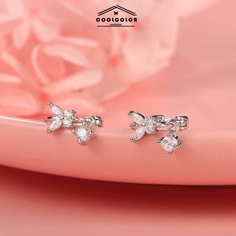 ในไทย💖ต่างหูห่วงเงินS925ผีเสื้อฝังเพชรหรูหราคนแพ้ง่ายใส่ได้การออกแบบที่ดีเครื่องประดับแฟชั่น สําหรับผู้หญิง.COD - รูปที่ 7