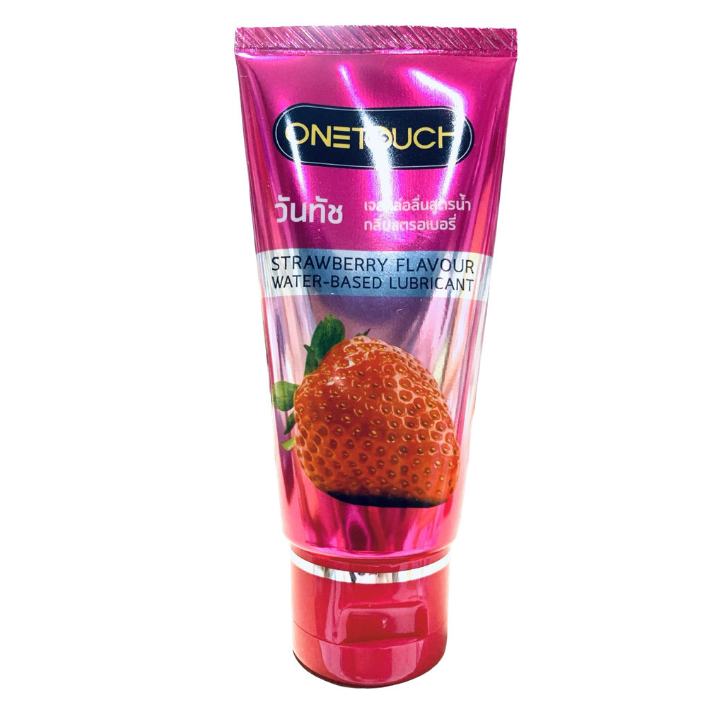 One Touch Strawberry Flavour Water-Based Lubricant วันทัช เจลหล่อลื่นสูตรน้ำ กลิ่นสตรอเบอรี่ ขนาด 75 ml. จำนวน 1 หลอด