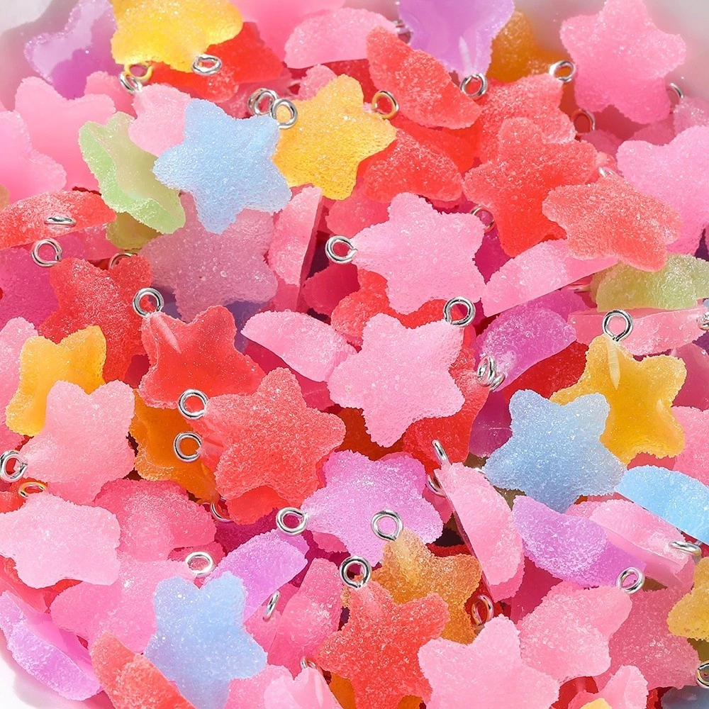 St.kunkkia จี้ลูกปัดอะคริลิค รูปดาวห้าแฉก สีขาว น้ําตาล สําหรับทําเครื่องประดับ สร้อยคอ สร้อยข้อมือ DIY 10 ชิ้น
