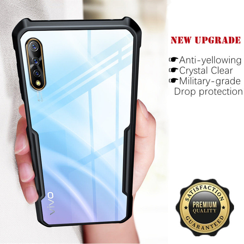 สําหรับ Vivo S1 1907 V1907 บาง อะคริลิคใส เคสด้านหลัง พร้อมมุมเสริม นิ่ม TPU กันชน กรอบ
