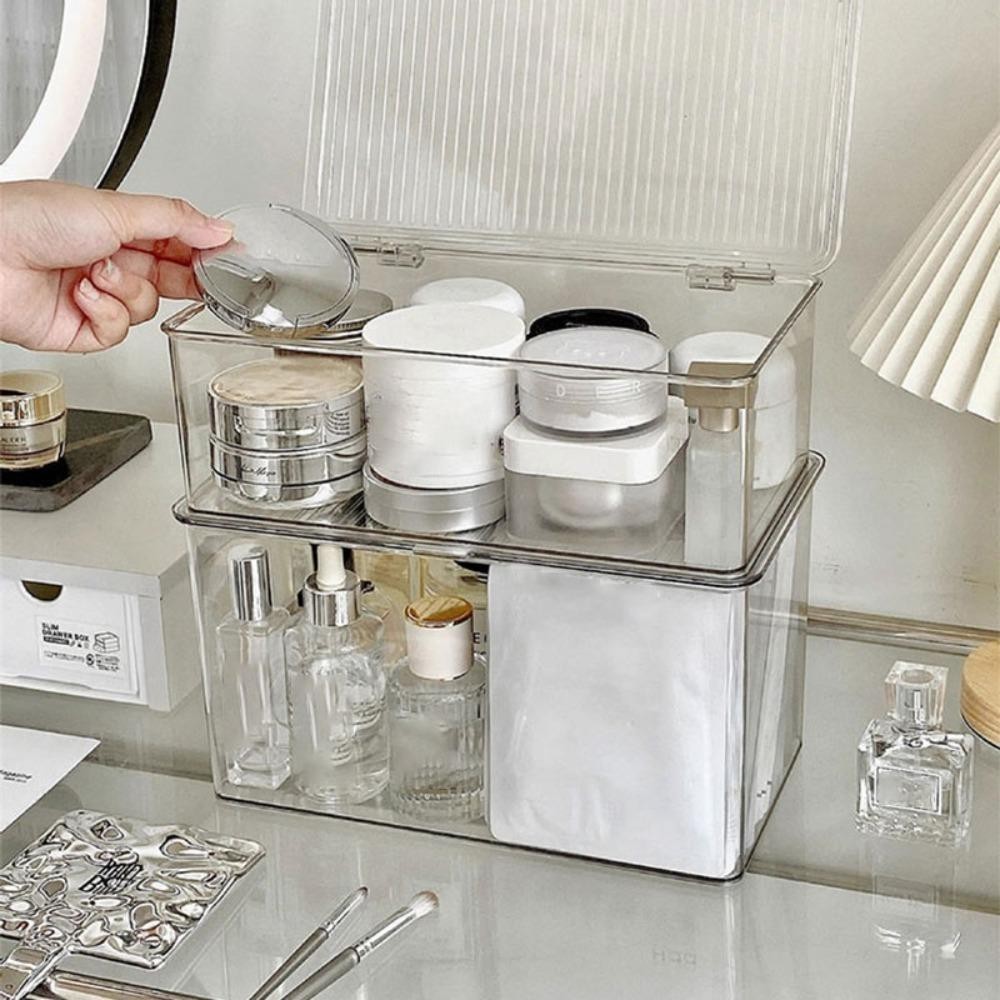 ยินดีต้อนรับ กล่องเก็บของตั้งโต๊ะ,เครื่องใช้สํานักงานสัตว์เลี้ยงกล่องจัดเครื่องสําอาง,แฟชั่นความจุขนาดใหญ่โปร่งใสพร้อมฝาปิดหนังสือกล่องเก็บเอกสาร - รูปที่ 4