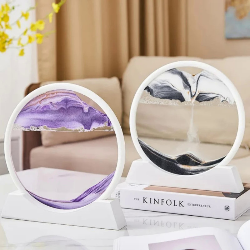 5inch 3D Sandscape Moving Sand Art Picture Glass Deep Sea Hourglass Quicksand Craft Flowing Sand Pai