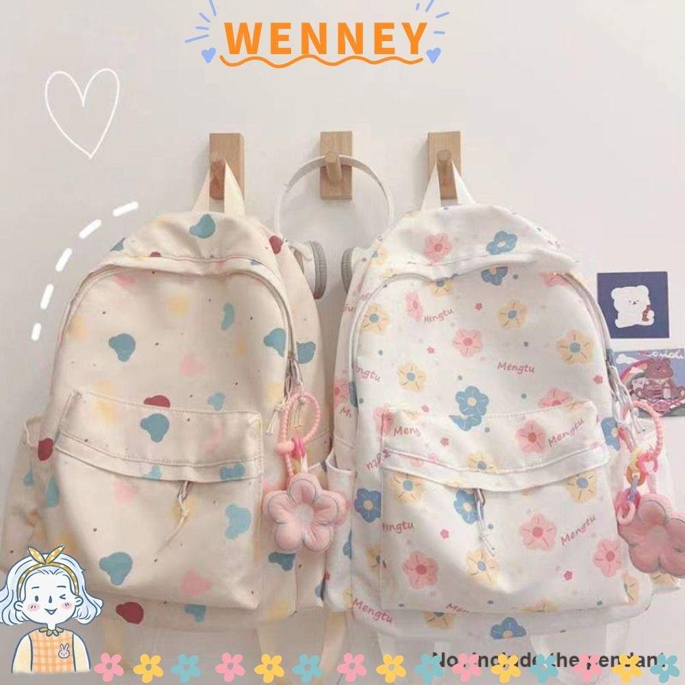 Wenney กระเป๋าเป้สะพายหลัง ผ้าโพลีเอสเตอร์ พิมพ์ลายการ์ตูน น้ําหนักเบา จุของได้เยอะ ทนต่อการสึกหรอ สําหรับนักเรียน เดินทาง แล็ปท็อป