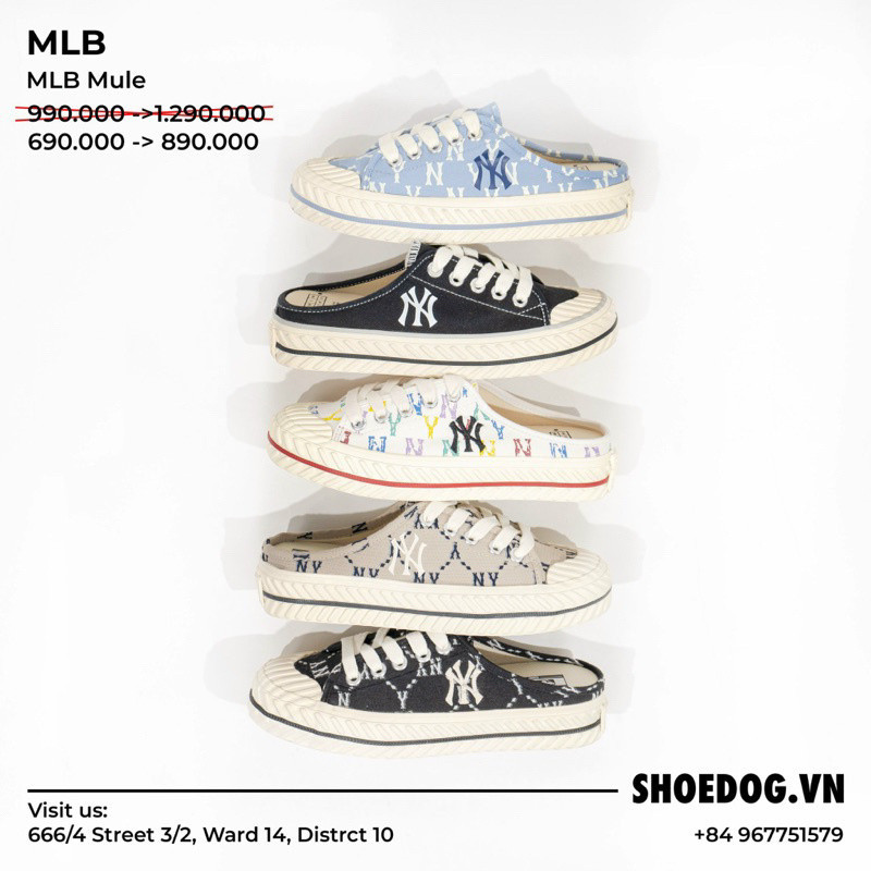 [ของแท้] รองเท้านวด MLB สีดํา สวมใส่ง่าย MLB NY
