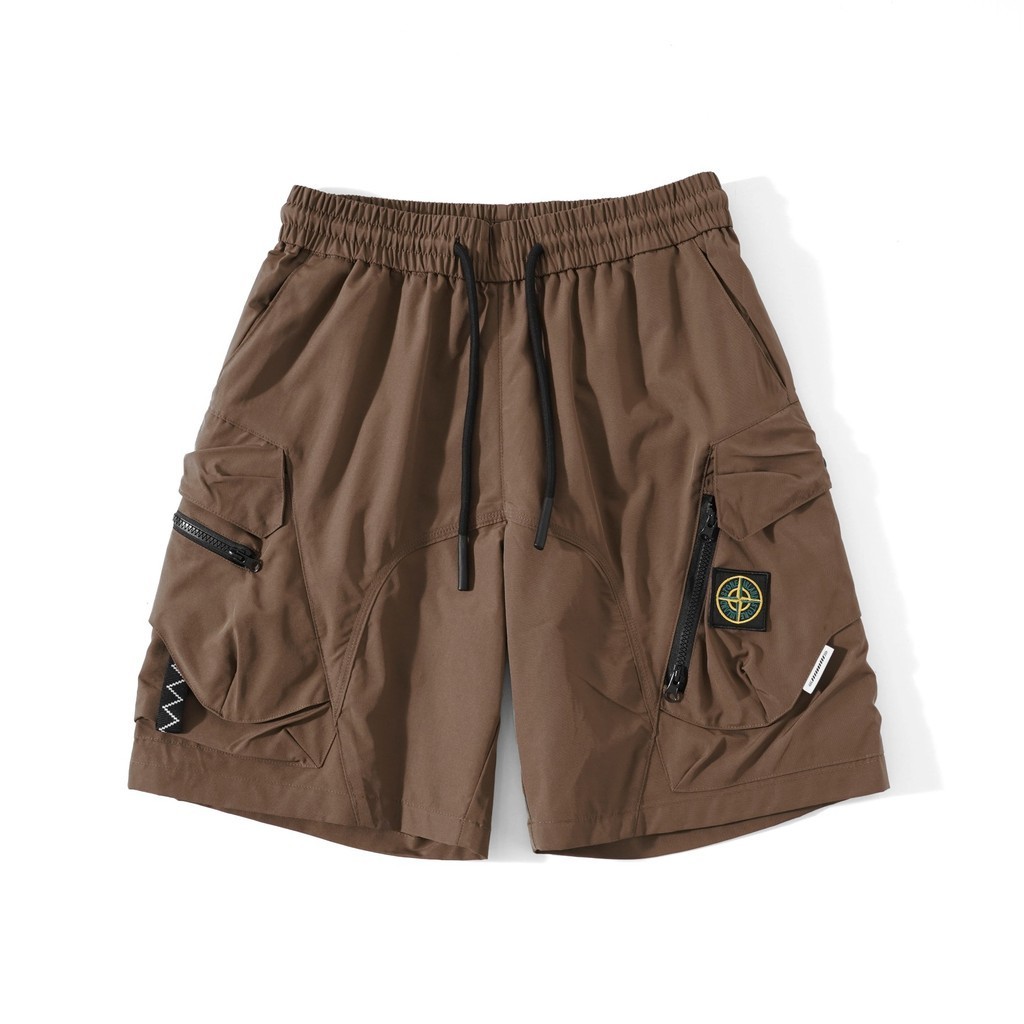 Stone island กางเกงขาสั้นลําลอง มีซิป ขนาดใหญ่ แห้งเร็ว ปักลาย สําหรับเล่นกีฬา
