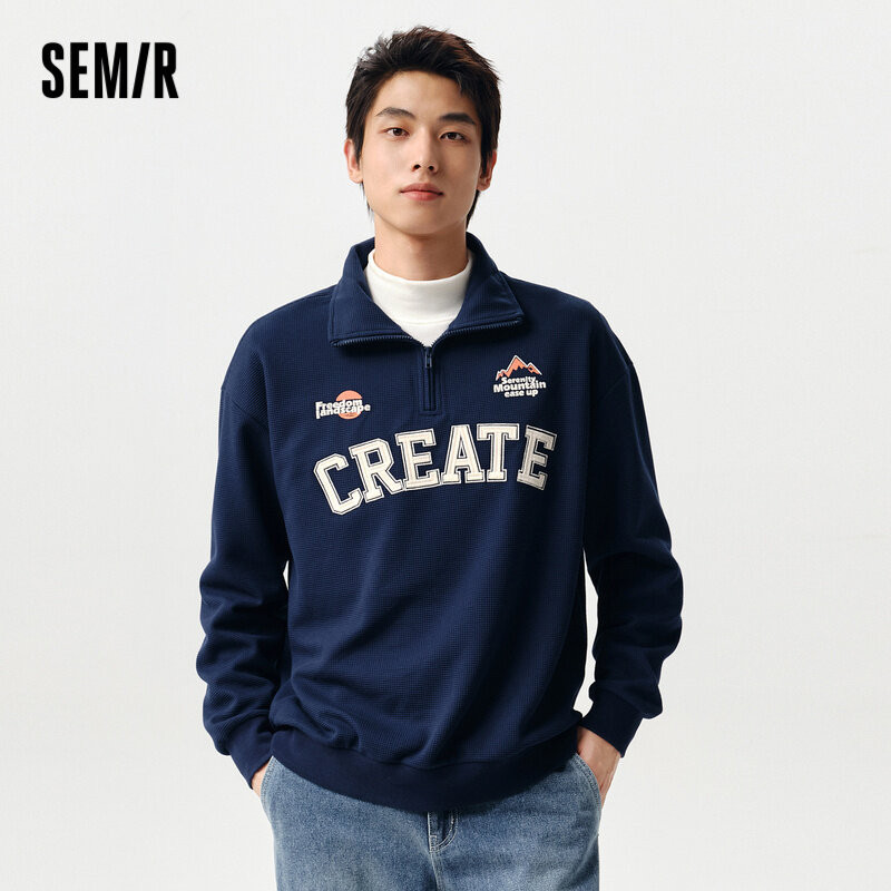 Semir Hoodie ผู ้ ชายหลวมรุ ่ น Warm สบายวาฟเฟิล Lattice Double Sid ผ ้ าเนื ้ อ Full