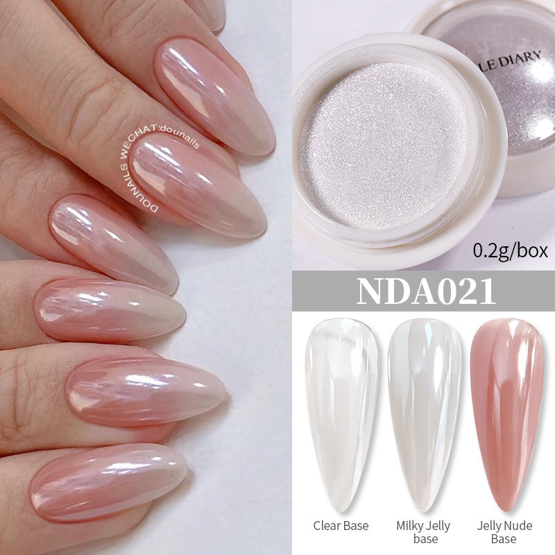NICOLE DIARY Moonlight เล็บผง Aurora Silver Glitter โลหะ UV Gel Polish Pigment ฝุ่นเล็บอุปกรณ์ศิลปะตกแต่ง