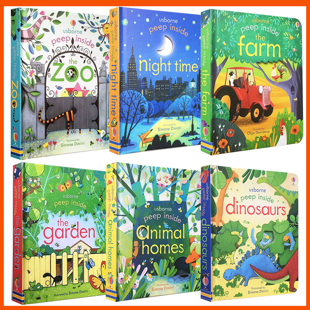 USBORNE หนังสือในสวนสัตว์ ไดโนเสาร์ กลางคืน ฟาร์ม สวนสัตว์ สัตว์ ภาษาอังกฤษ 3D เพื่อการเรียนรู้ สําหรับเด็ก