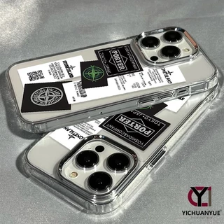 สำหรับ iPhone 13 12 14 11 15 Pro Max XR X 14 15 7 8 Plus XSMAS SE เคสโทรศัพท์ใสกรอบโลหะ โลโก้ดาวเทียม แบรนด์