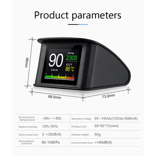 [เฉพาะรถยนต์หลังปี 2012] เครื่องสแกนเนอร์ P10 HUD Head Up Display Smart Digital Speedometer หน้าจอ LCD OBD 2
