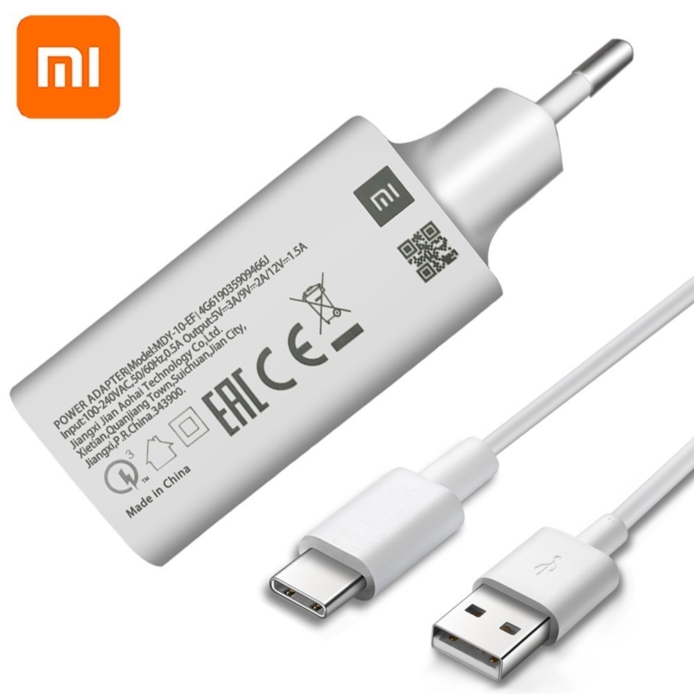 Original Xiaomi 18W 9V/2A USB 3.0 Fast Charger Adapter 1M Micro USB/Type-C Quick Charging Data Cable