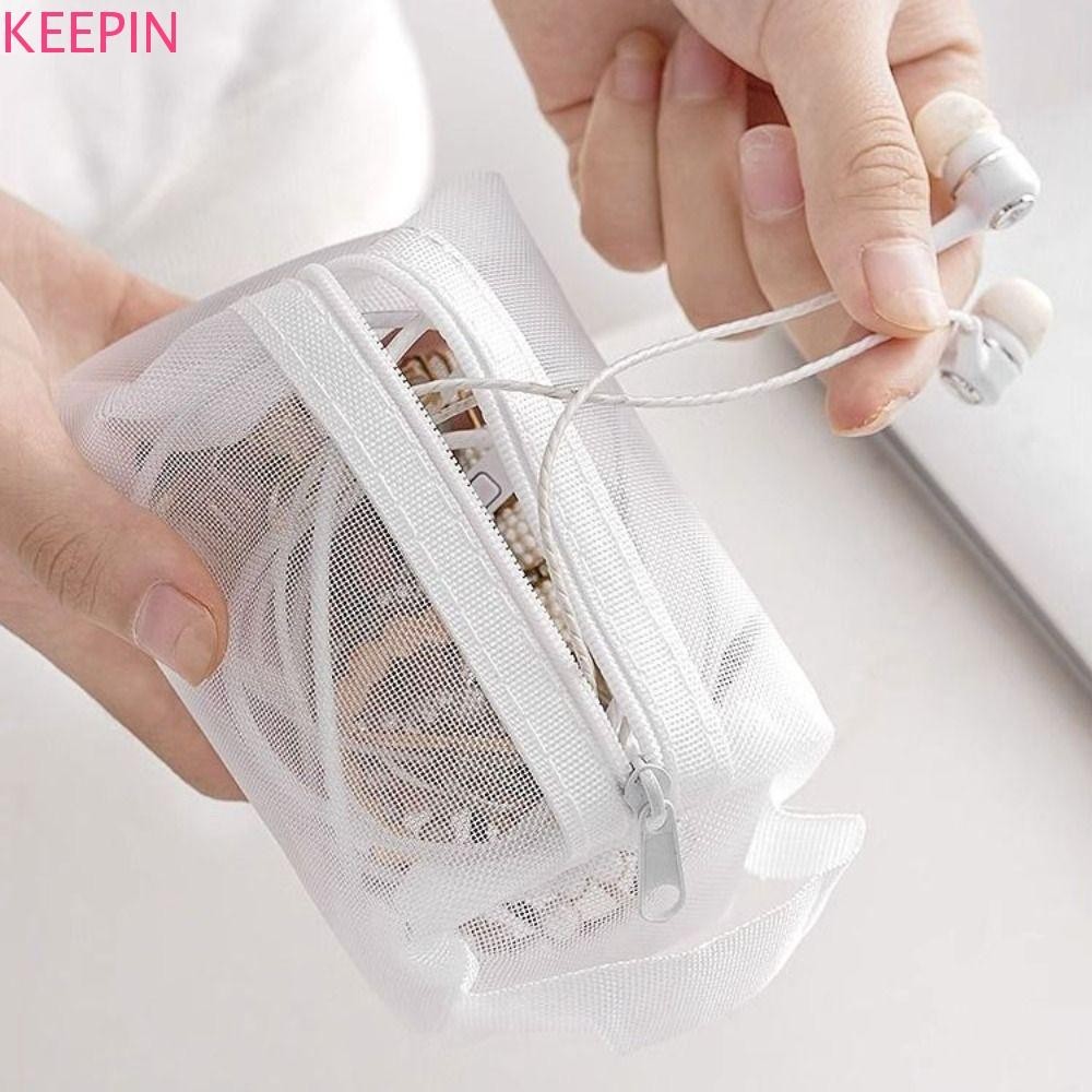 Keepin ตาข ่ ายถุงเก ็ บ , ไนลอนโปร ่ งใสกระเป ๋ าใส ่ เหรียญขนาดเล ็ ก , Casual ID บัตรเครดิตผู ้ ถือซิปกระเป ๋ าลิปสติกกระเป ๋ าเครื ่ องสําอางโปร ่ งใสกลางแจ ้ ง