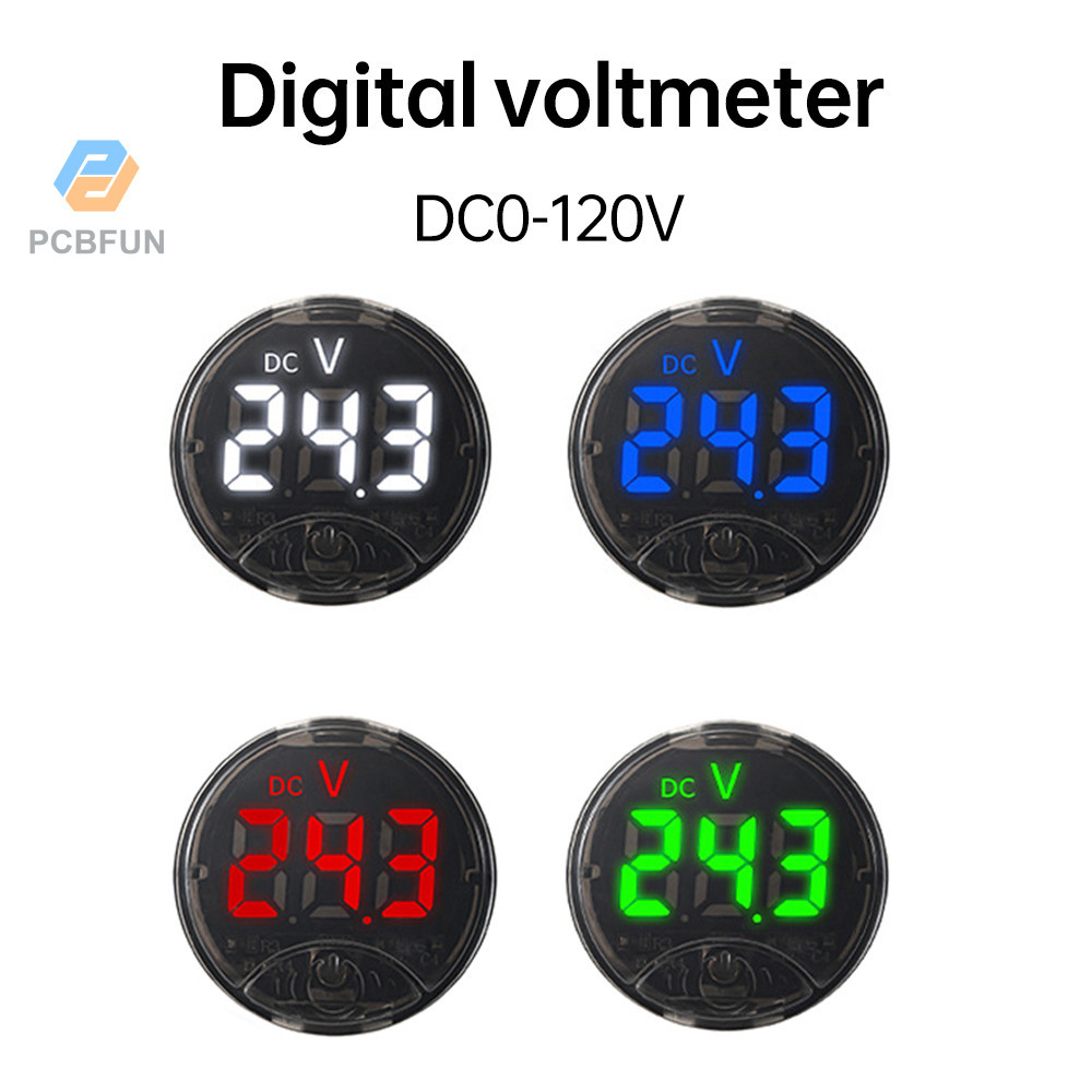 Pcbfun DC7-120V/DC 0-120V จอแสดงผลดิจิตอล LED รอบ DC Touch โวลต ์ มิเตอร ์ ย ้ อนกลับการเชื ่ อมต ่ อป ้ องกันเหมาะสําหรับวัดแรงดันไฟฟ ้ าอุปกรณ ์