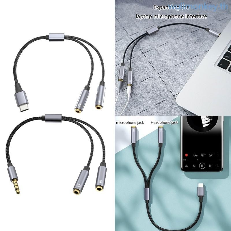 Wu หูฟังสายแปลง 3 5 มม.USB C ชุดหูฟังไมโครโฟนอะแดปเตอร ์ แยก