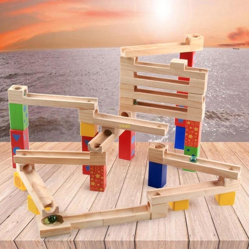Youn Marble Run Blocks Marble Maze Run Set Early Educational STEM Development Building ของเล ่ นสําห