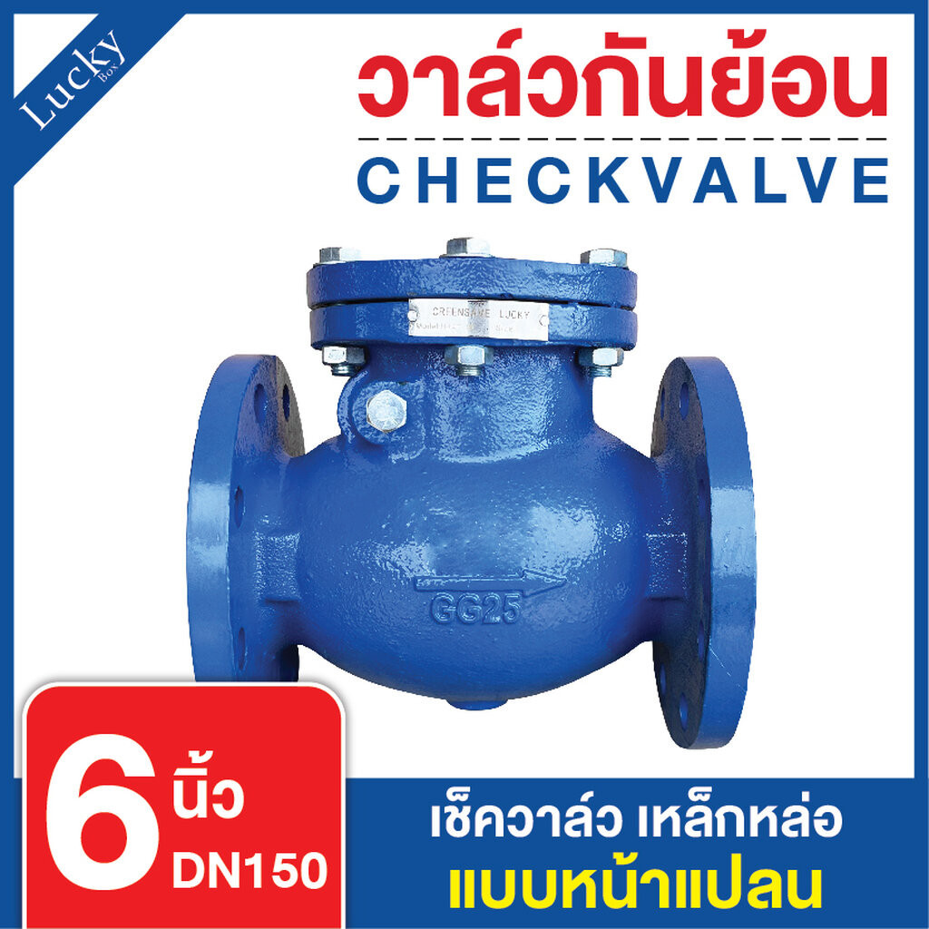 เช็ควาล์ว (Check Valve) เช็ควาล์วเหล็กหล่อ แบบหน้าแปลน ขนาด 6 นิ้ว