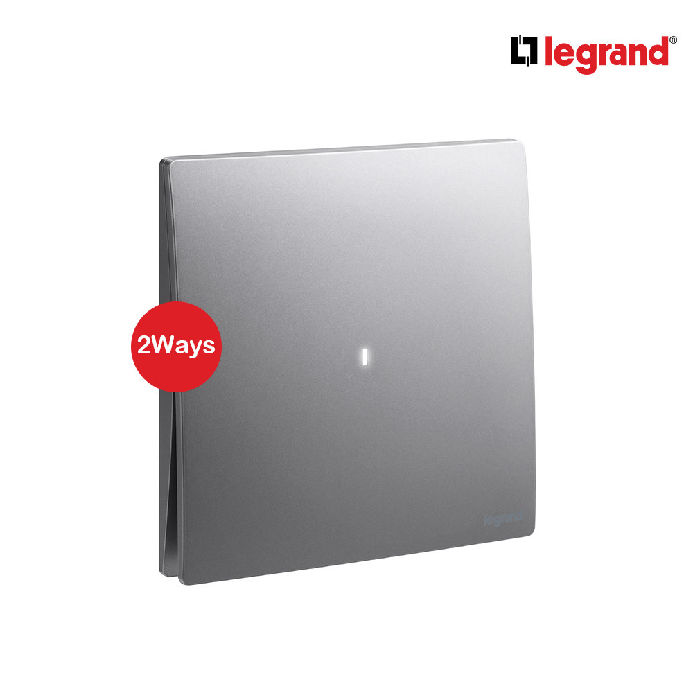 Legrand สวิตช์สองทาง 1ช่อง สีเทาดำ มีไฟLED 2Ways 16A | Mallia Senses | Dark Silver | 281011DS