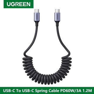 Ugreen ประเภท C สายรถฤดูใบไม ้ ผลิสายขยายประเภท C ถึงประเภท C สําหรับ Samsung PD60W 3A Fast Charging Data Cable