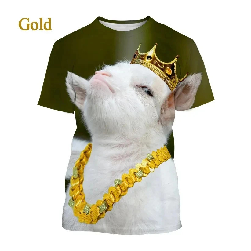 รูปแบบแพะตลก 3D พิมพ์ Man/ผู้หญิงแฟชั่นลําลอง O-คอ T เสื้อแขนสั้นเสื้อฤดูร้อนขนาดใหญ่เสื้อผ้า Unisex