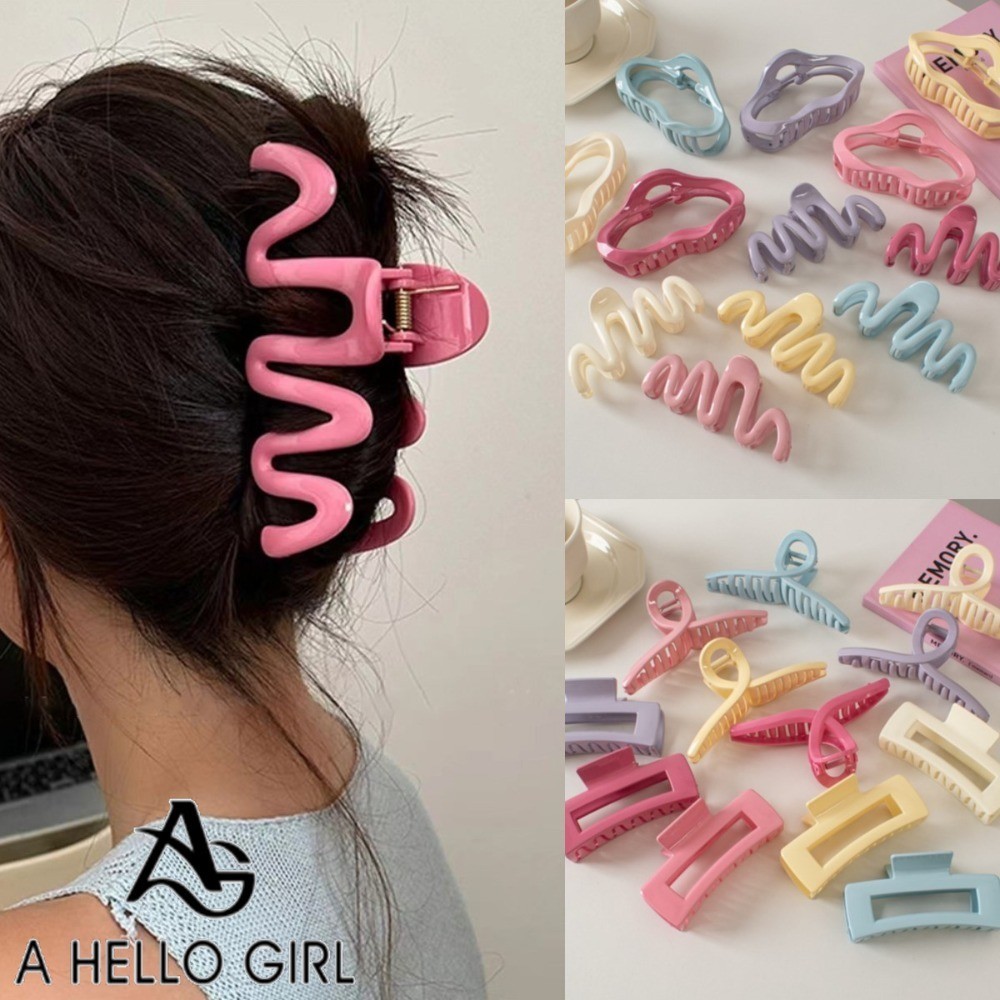 A HELLO Girl 2024 ใหม ่ Dopamine Candy สี Cloud ช ้ อนหลังขนาดใหญ ่ กระทะผม Shark คลิปสาวประดับ