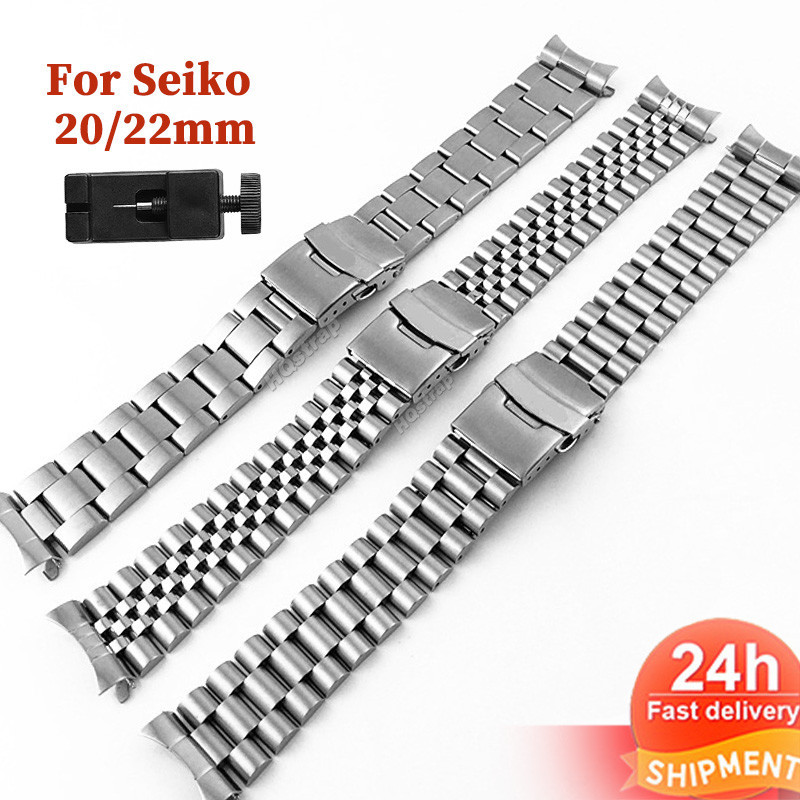 20 มม.22 มม.สแตนเลสสตีลสําหรับ Seiko SKX007 SKX009 SKX011 พร ้ อมเครื ่ องมือสร ้ อยข ้ อมือปลายโค ้ ง