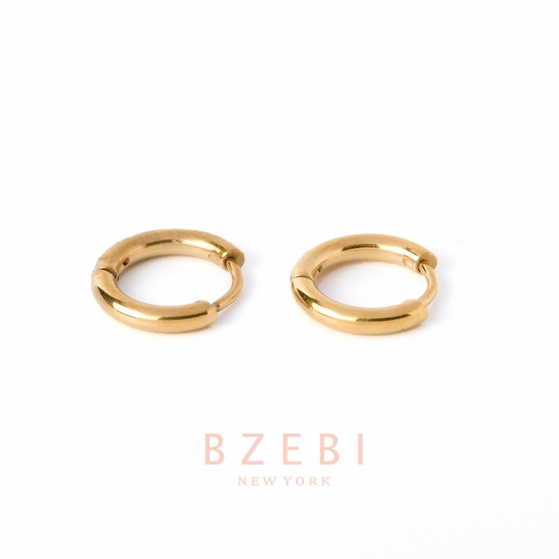 BZEBI 18k Gold Hoop Earrings Emas 916 Daily Simple Design Women's Fashion Jewellery Accessories with Exclusive Box 563e