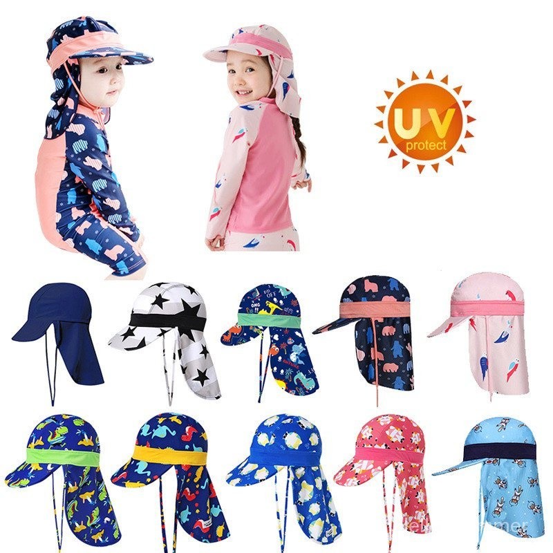 Ready stock 1-12 Years Children's Summer Beach UV Cut Cap Baby Hat Boys Girls Kids Sun Hats Swimming Cap Breatha 01