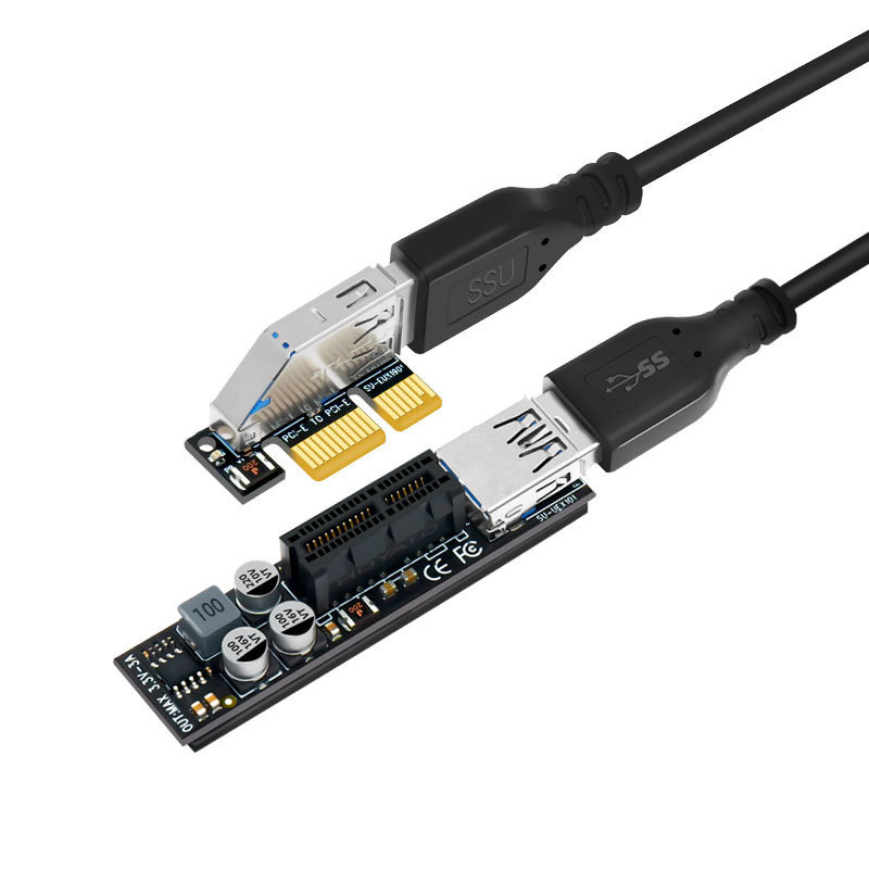 PCIE Riser สายความเร็วเต็ม USB 3.0 PCI Express X1 ถึง X1 สายต่ออะแดปเตอร์การ์ด Converter พร้อมโมดูลไฟฟ้าสําหรับเดสก์ท็อป PC