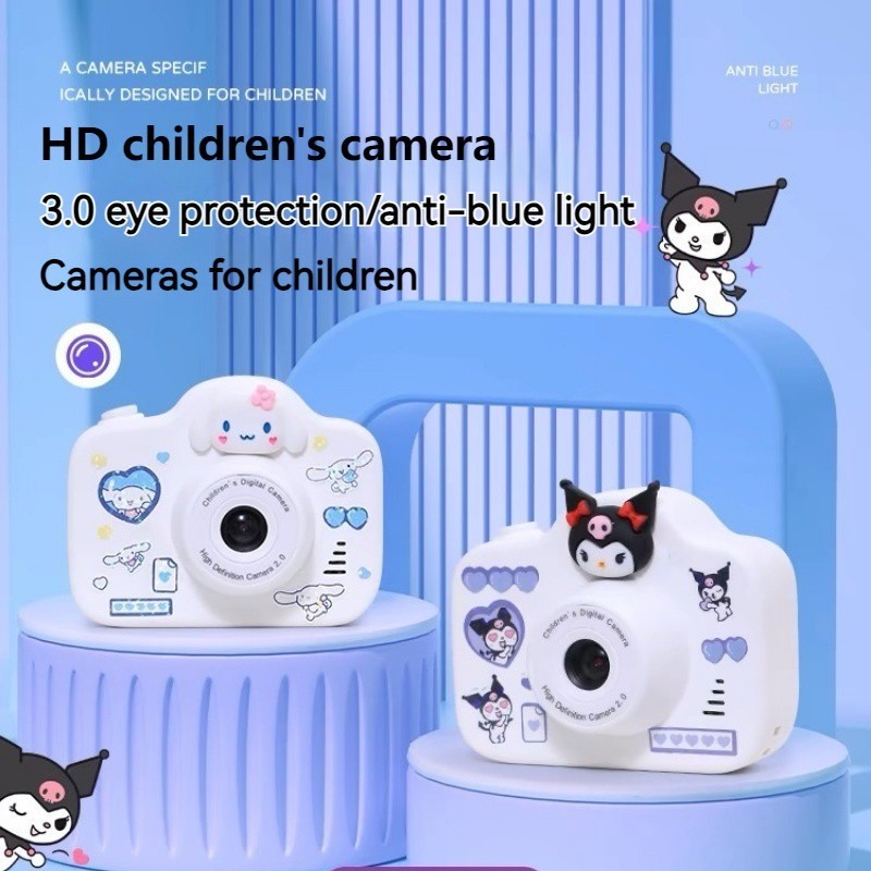 64gb Sanrio Kuromi Mini เด็กกล้องการ์ตูน Cinnamoroll Melody เด็กดิจิตอลวิดีโอของเล่นกล้องสําหรับของขวัญวันเกิดเด็ก