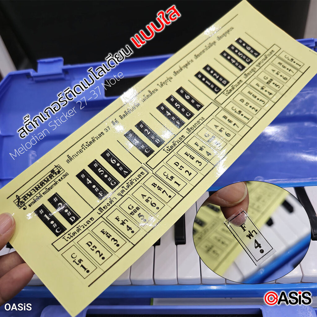 (ใสมีกรอบ) สติ๊กเกอร์เมโลเดียน 32 คีย์ สติ๊กเกอร์ Melodian Sticker สติ๊กเกอร์ตัวโน๊ต เมโลเดี้ยน สติ๊กเกอร์โน๊ต