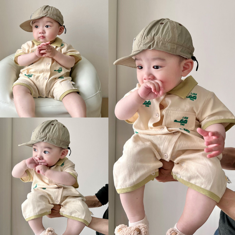 ฤดูร ้ อนเด ็ กแขนสั ้ น Onesie 0-24 เดือนคุณภาพสูงการ ์ ตูนจระเข ้ Polo Romper สไตล ์ เกาหลี Super หล ่ อ