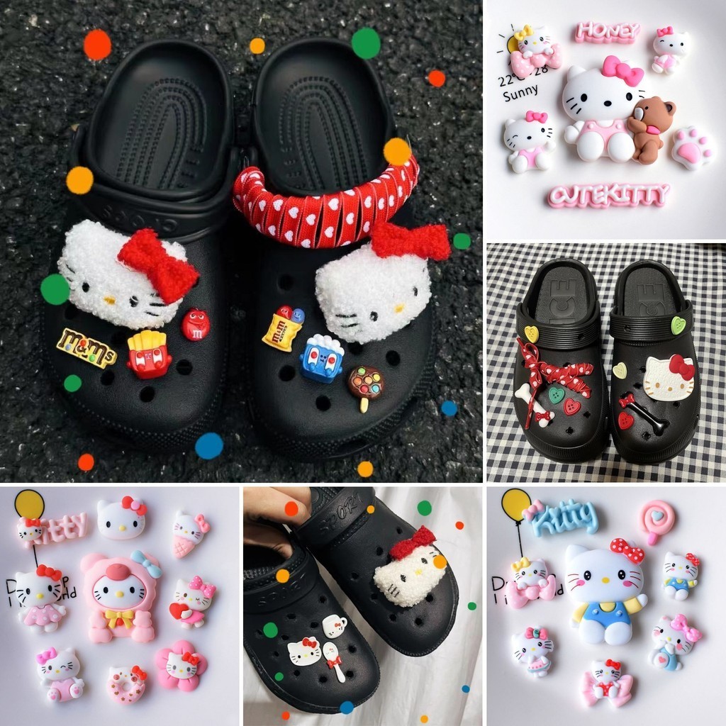 Hello Kitty Series น่ารักการ์ตูนแมว DIY Pins INS อุปกรณ์เสริมรองเท้าน่ารักอุปกรณ์เสริมรองเท้าหัวเข็มขัดตกแต่ง