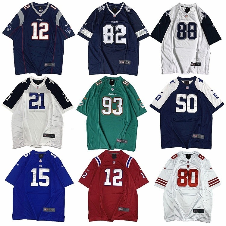 Nfl Rugby Jersey อเมริกันฟุตบอล, ยุโรปและอเมริกา Street Hip Hop รักบี้ Harajuku Letter หลวม BF สไตล์ Retro Time เสื้อกีฬาผู้ชายและผู้หญิงแฟชั่น