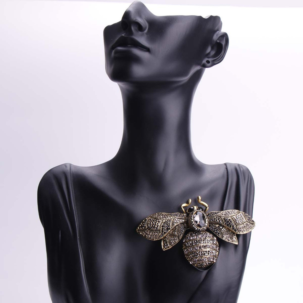 ใหม ่ สวยสีชมพู Bee แมลง Rhinestone คริสตัล Gold-tone เข ็ มกลัด Pin จี ้
