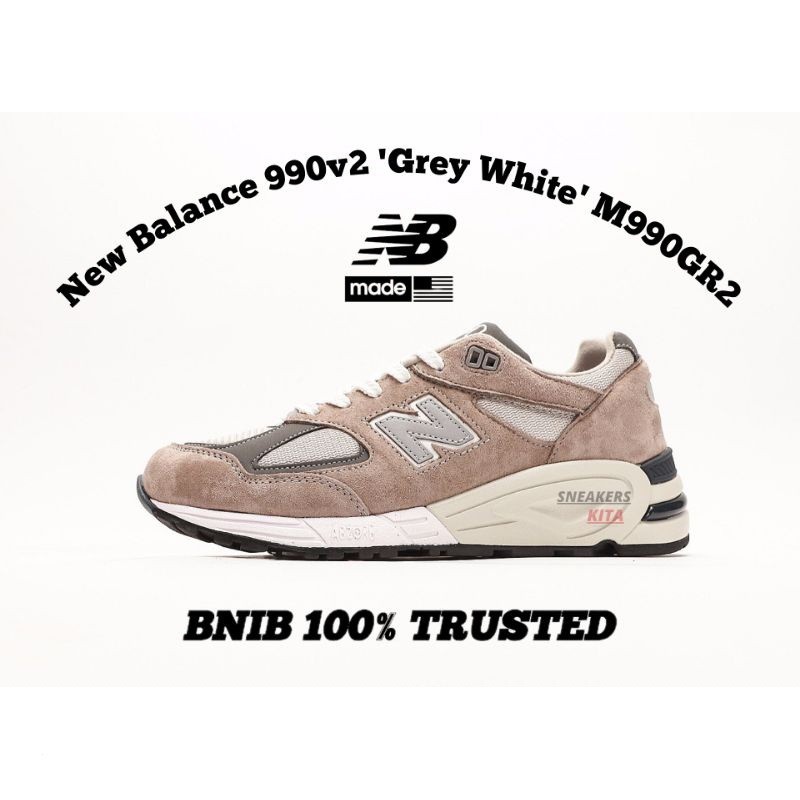 [ ใหม ่ ] รองเท ้ า New Balance 990v2'Grey White'M990GR2 ของแท ้ 100 %