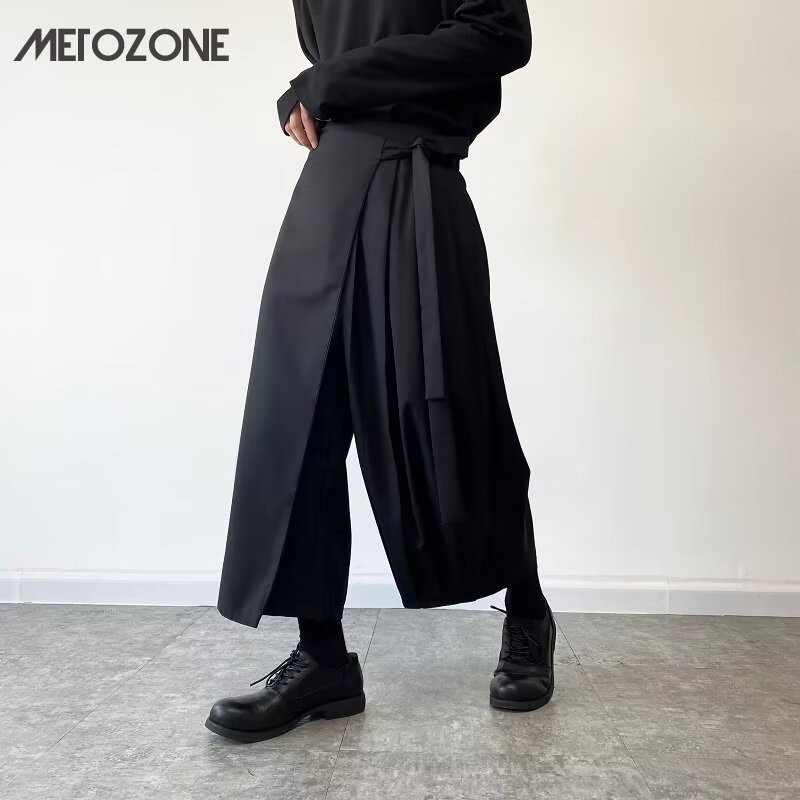 Metozone กางเกงขากว้างทรงตรงสไตล์ญี่ปุ่นดีไซน์เฉพาะช่วงฤดูร้อน