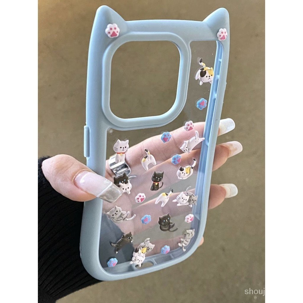 น ่ ารัก DIY Bubble Cat สติกเกอร ์ เหมาะสําหรับ iPhone15promax Apple 14 เคสโทรศัพท ์ 13 หูแมว 12