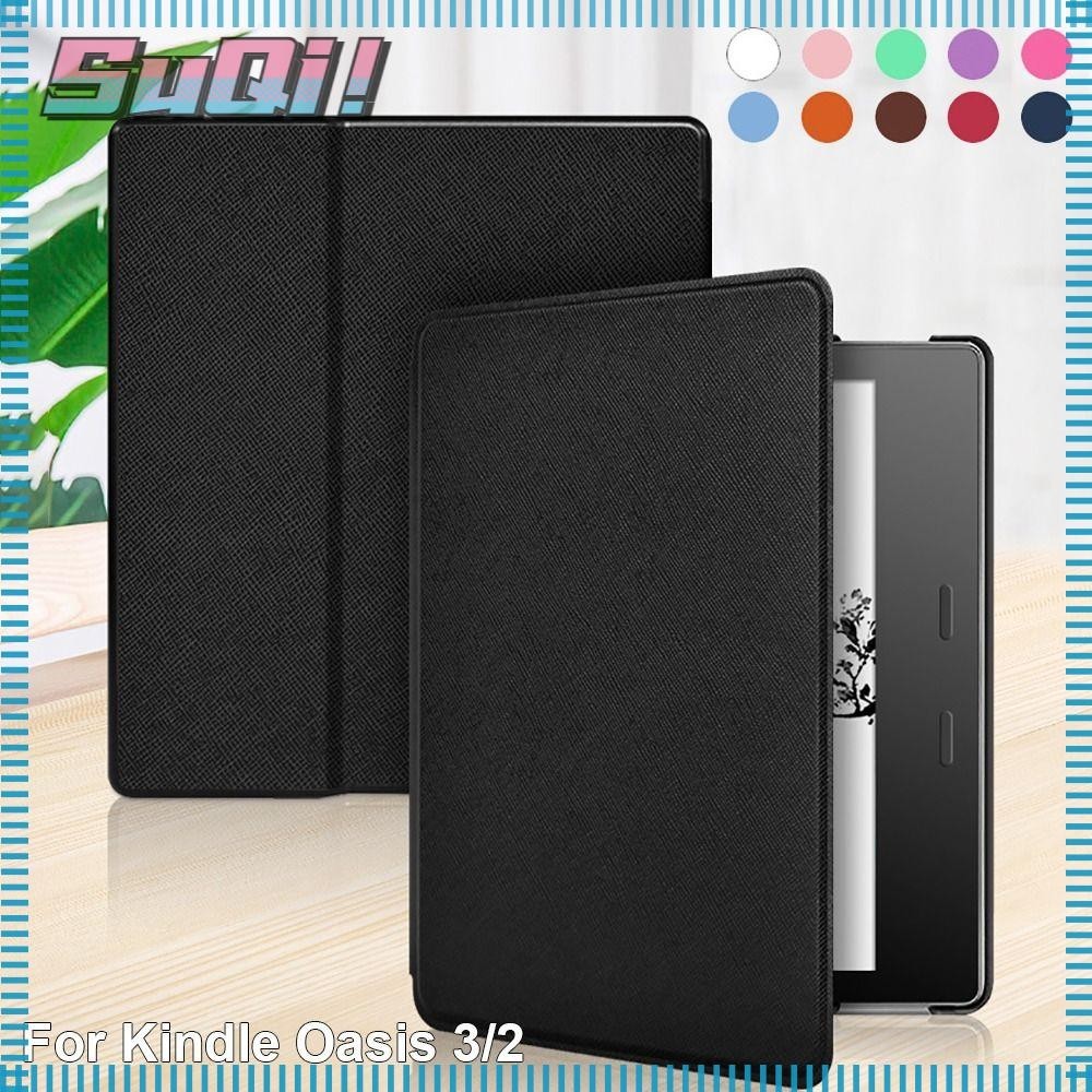 Suqi Smart Cover, Auto Sleep/Wake หนัง PU 7 นิ ้ ว eReader Folio , Professional Cross Texture กันกระแทก Ultra Slim Funda สําหรับ Kindle Oasis 2/3