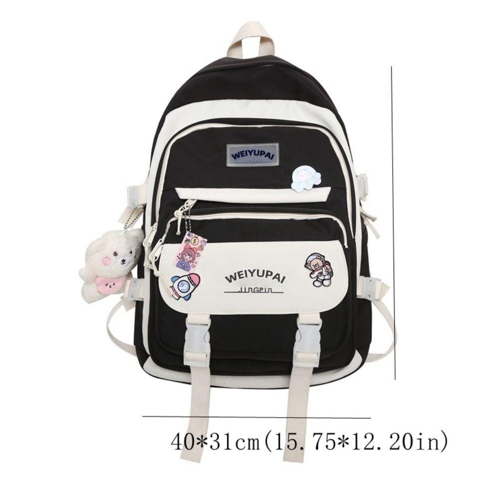 Jeremy1 กระเป๋านักเรียนนักเรียน, Ins Multi Pockets กระเป๋าสะพายเด็กผู้หญิง,แบบพกพาความจุขนาดใหญ่ Candy Color Bear กระเป๋าเป้โรงเรียนมัธยมสาว