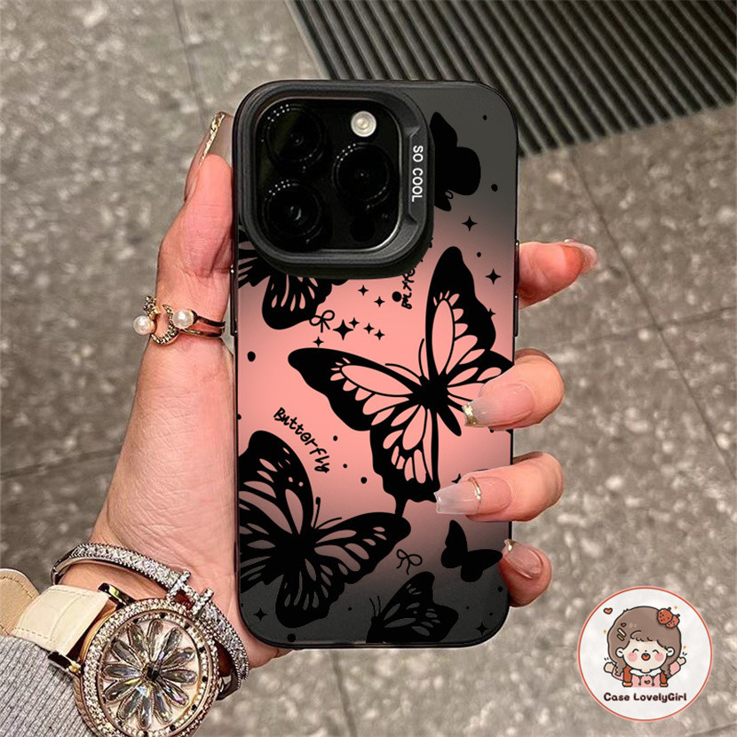 ส่งจากไทย ผีเสื้อไล่ระดับสีสร้างสรรค์ เคส IPhone 15 16 11 13 14 Pro Max XR พสัส13 12 Pro 7 8 Plus SE X Xs Max Hard Case