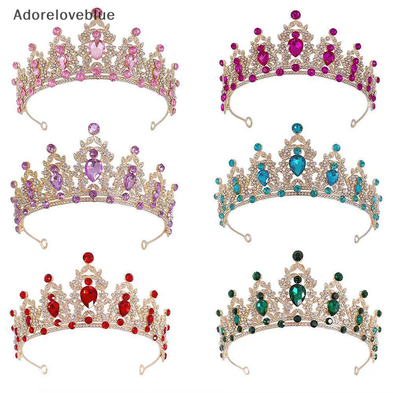 Adoreloveblue คริสตัลเจ้าหญิงมงกุฎอุปกรณ์ผม Tiara สําหรับผู้หญิง Rhinestone งานแต่งงานเจ้าสาวมงกุฎเครื่องประดับหัวใหม่ Adoreloveblue